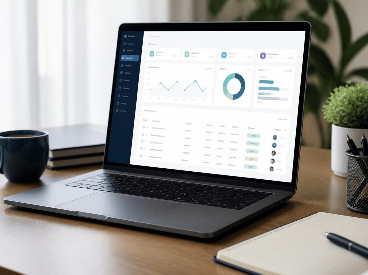 Tableau de bord de gestion sur un ordinateur portable
